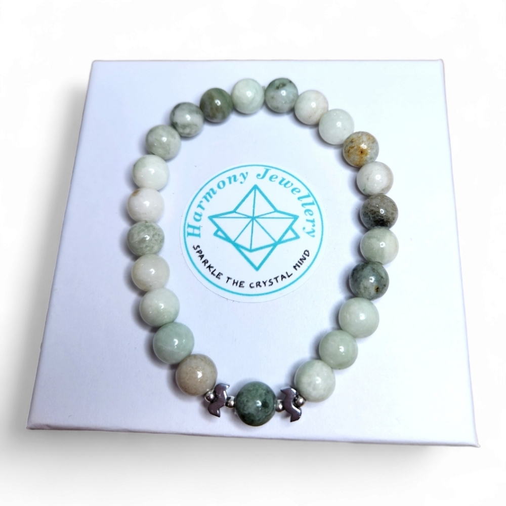 8 mm White Jade Bracelet